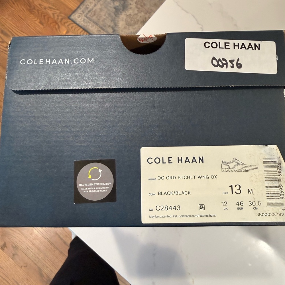 Cole Haan Black Grand Stitchlite Wingtip Oxfords